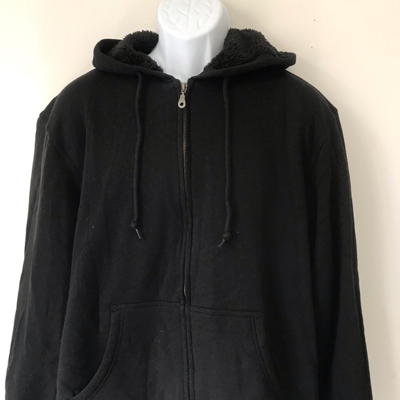 BC Clothing Men's Black Quilted Plush Lined Hoodie - Picture 5 of 16